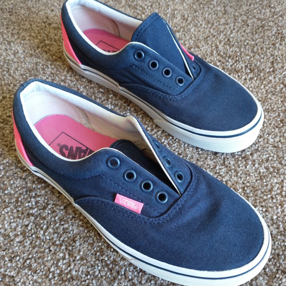 Vans Authentic Girls Navy and Pink Sneakers Size 5